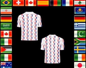 フランス国旗ハートTシャツ、フランス国旗をモチーフにしたTシャツ、フランスファンシャツ、フランスプライドシャツ、フランス愛好家シャツ、名入れジャージーTシャツ