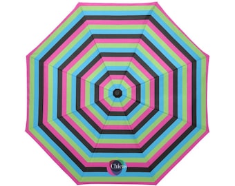 Color Block Umbrella, Rainbow Stripe Black Accent Umbrella, Fashion Statement Umbrella, Chicas Productions, Support SPLIT LOT series