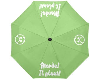 Funny French Umbrella “Merde Il Pleut”, Paris Humor Gift, Fashion Statement Umbrella, Chicas Productions, Support SPLIT LOT series