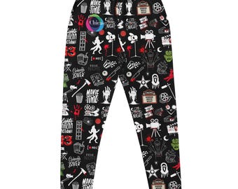 Movie Night Women's Joggers, Cinema Loungewear, Scary Movie Night, Horror Film Lover, Gothic Cinema, Chicas Productions, Support SPLIT LOT