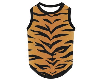 Tiger Dog Shirt, Animal Print Dog Clothes, Tiger Stripe Pet Shirt, Dog Costume Shirt, Cute Dog Outfit, Pet Apparel, Polyester Fabric