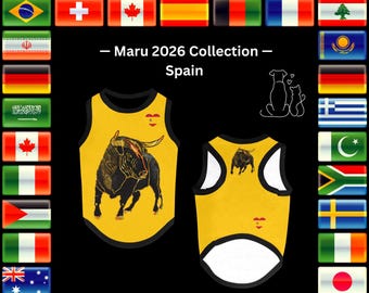 Tanktop met gele stier van Spanje | Maru 2026-shirt voor huisdieren | Taurus effen hondenshirt | Spaans hondencadeau | Cadeau huisdierliefhebber