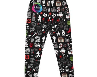 Pantalones deportivos para mujer para noche de cine, ropa cómoda para ir al cine, noche de películas de terror, amante del cine de terror, cine gótico, Chicas Productions, apoya a SPLIT LOT