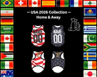 USA 2026 Dog Jersey Bundle Home Away | Custom Name Number Pet Shirt | American Eagle Soccer Dog Tank | Frenchie Gift | Pet Lover Gift