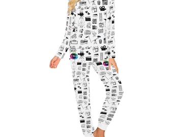 Movie Night pajamas for women, Cinema pajama set, Films lover pjs, Film Festival pajama set, Movie lover pjs, Chicas Productions