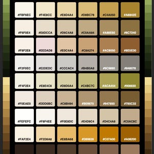 Neutral Safari HEX Color Chart Printable | Color Reference Poster | Color Palette Cheat Sheet | Digital Wall Art | Instant Digital Download