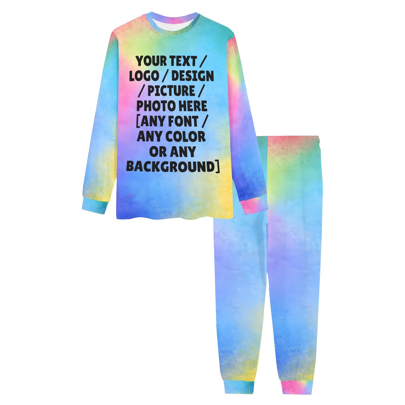 Pyjamas Fancy Text Personalized Text Logo Photo Pajamas for Men, Custom Jumpsuit, Funny ...