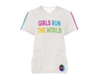 Blusa médica Girls Run The World, uniforme médico para el empoderamiento femenino, uniforme médico feminista, regalo de ropa de trabajo para el sector salud, Chicas Productions