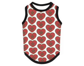 Custom country flag Dog Shirt, Morocco flag Dog Outfit, Personalized Pet jersey, Dog Cat Clothing, Pet Lover Apparel, Polyester Fabric