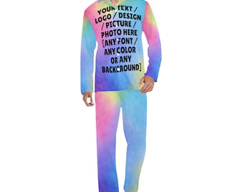 Personalized text logo photo buttoned pajamas for men, Custom jumpsuit, Funny bodysuit, Design Your Own romper, Custom Graphic pjs
