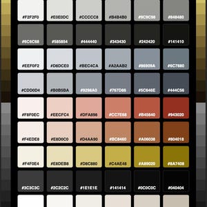 Tabella colori HEX industriale moderna stampabile / Poster di riferimento colori / Foglio riassuntivo tavolozza colori / Arte digitale da parete / Download immediato