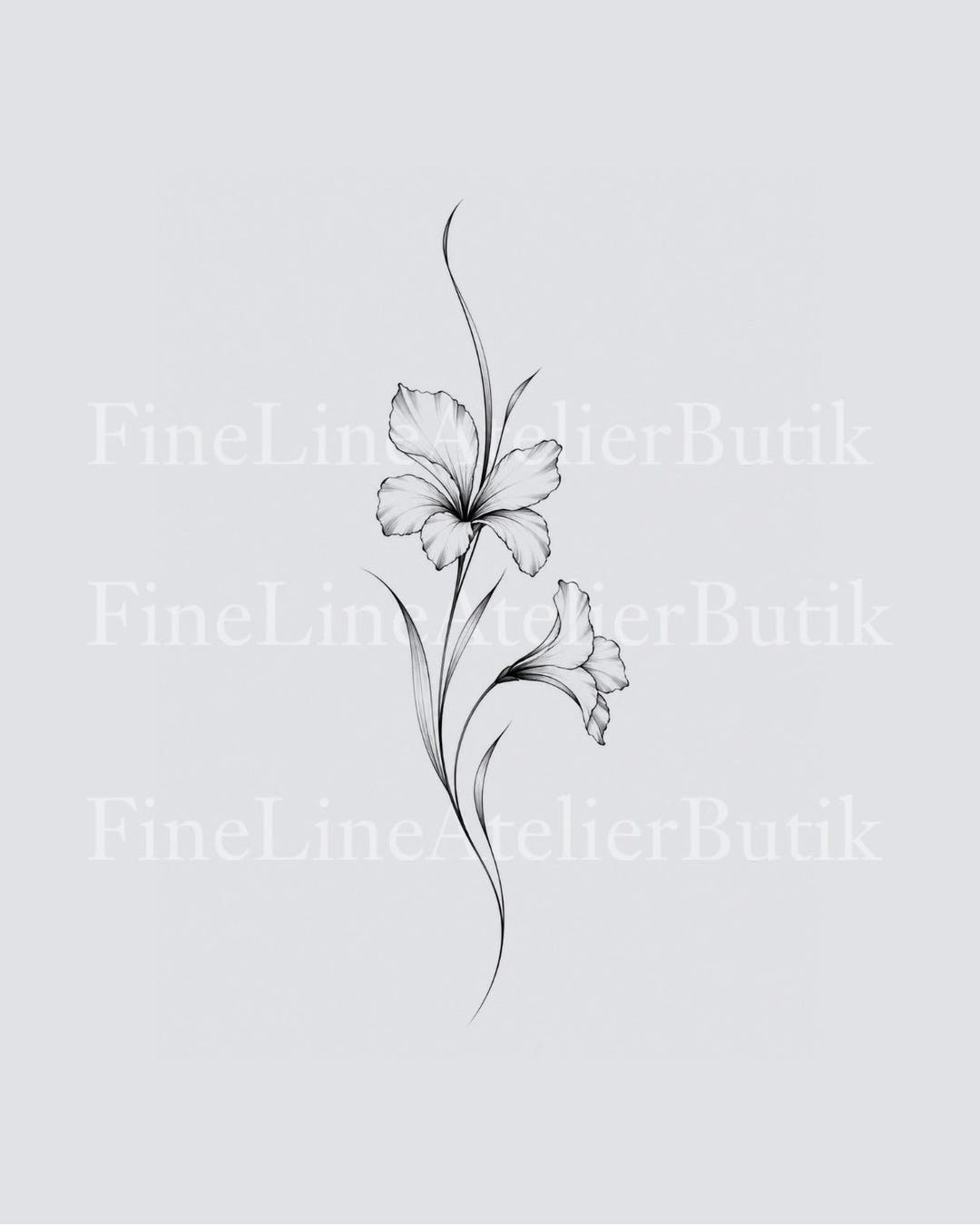 Fine Line Tattoo | Minimal Floral Tattoo Design | Delicate Line Art ...