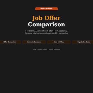 Job Offer Comparison Calculator | Salary Negotiation | Total Compensation | Career Decision Tool