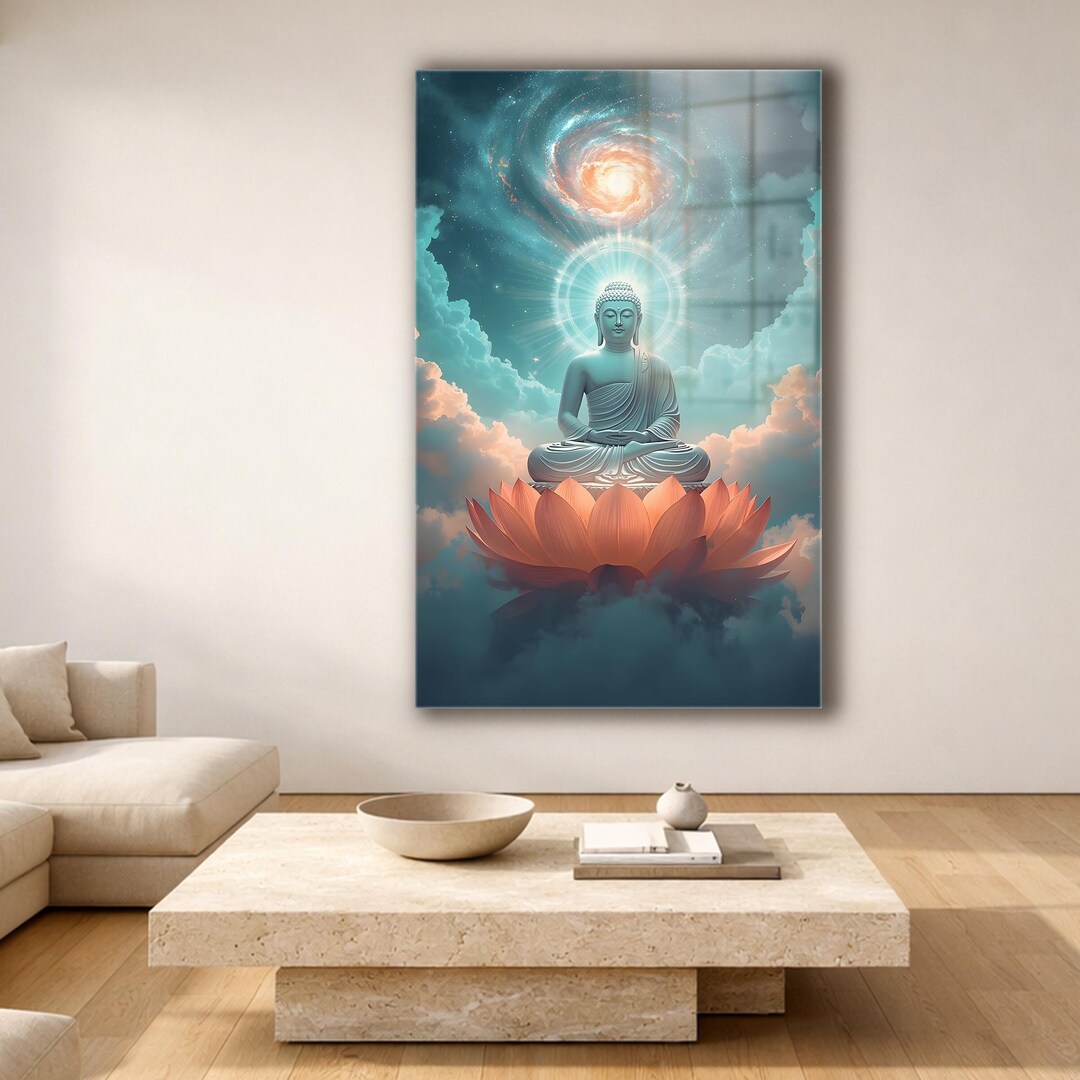 Glass Buddha Wall Art, Spiritual Zen Meditation Decor, Cosmic Sky - Etsy