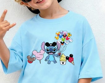 Stitch Mickey Ears Tee, Floral Heart Lilo And Stitch Graphic Shirt, Cute Disney Character Tee, Magical Vacation Graphic Shirt
