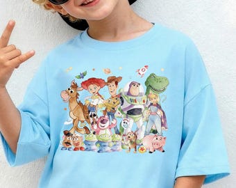 Toy Story Character Collage Tee, Woody Buzz Jessie Rex Pixar Graphic Shirt, Disney Friends Group Tee, Magical Vacation Graphic Shirt