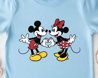 Mickey Minnie Heart Hands Shirt, Disney Couple Matching Tee, Whimsical Disney Vacation Top, Cute Valentines Day Gift