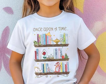 Once Upon A Time Disney Bookshelf Shirt, Disney Princess Bookish Tee, Magical Storybook Librarian Gift, Fairytale Reader Shirt