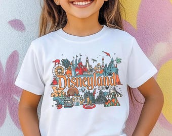 Disneyland Resort Attractions Shirt, Disneyland Landmarks Collage Tee, Whimsical California Park Vacation Top Gift