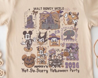 Disney Not So Scary Halloween Party 2026 Shirt, Mickey Minnie Skeleton Tee, Whimsical Spooky 4 Parks Vacation Top Gift