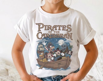 Disney Pirates of the Caribbean Ride Shirt, Mickey and Friends Pirate Boat Tee, Whimsical Theme Park Cruise Family Vacation Top Gift