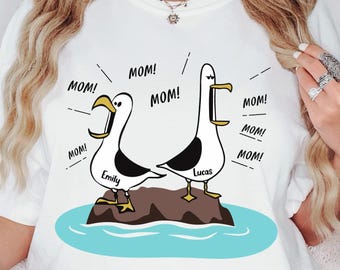 Personalized Seagull Mom Shirt, Custom Kids Names Mom Tee, Finding Nemo Seagulls Mom! Mom! Mom! Shirt, Mother's Day Gift, Disney Mom Outfit