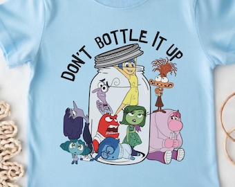 Inside Out 2 Don't Bottle It Up Shirt, Pixar Emotions Mental Health Tee, Whimsical Joy Anxiety Counselor Top Gift