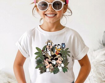 Disney Jungle Characters Shirt, Mickey Minnie Goofy Donald Pluto Tropical Graphic Tee, Magical Vacation Family Tee, Disney Trip Tee