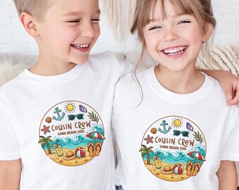 Cousin Crew Long Beach 2026 Shirt, Matching Family Vacation Tee, Whimsical Summer Beach Trip Graphic Top Gift