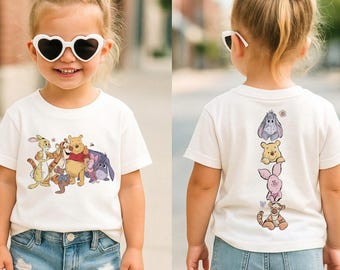 Kids Winnie the Pooh and Friends Shirt, Pooh Tigger Eeyore Piglet Graphic Tee, Classic Disney Hundred Acre Wood T-Shirt for Boys Girls