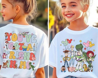 Toy Story You've Got A Friend In Me Tee, Woody Buzz Jessie Character Collage Graphic Shirt, Disney Pixar Friends Tee, Magical Vacation Shirt