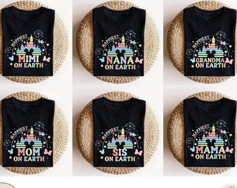 Happiest Mom Grandma Nana on Earth Shirt, Custom Disney Family Trip Tee, Matching Disney Castle Vacation Outfits, Personalized Disney Squad