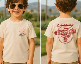 Disney Cars Shirt, Lightning McQueen Tee, Piston Cup Champion Graphic, Kids Disney World Outfit, Racing Theme Birthday Gift, 95 McQueen Top