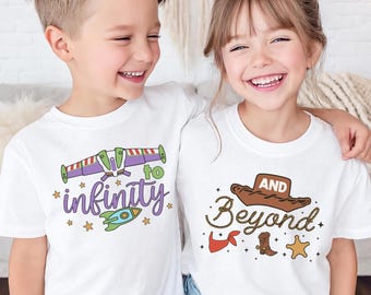 Toy Story To Infinity and Beyond Matching Shirts, Buzz and Woody Family Tee, Whimsical Disney Vacation Couple Top Gift
