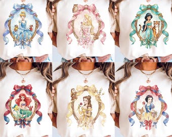 Personalized Disney Princess Tee, Choose Your Favorite Princess Ornate Frame Shirt, Magical Bow Fairytale Princess Graphic Tee