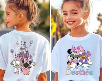 Disney Besties Shirt, Minnie Daisy BFF Kids Tee, Disney Castle Girls Trip Shirt, Disneyland Best Friends Tee, Disney Bestie Birthday Gift
