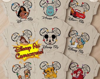 Custom Disney Character Selection Sheet, Personalized Family Matching Group Vacation Event Top, Whimsical Custom Order Shirt Catalog Gift
