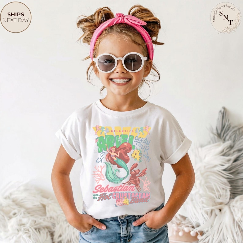 Little Mermaid Ariel's Ocean Tour Shirt, Family Matching Summer Tee, Sebastian Flounder Beach Vacation Tee, Disney Princess Graphic Tee image 1