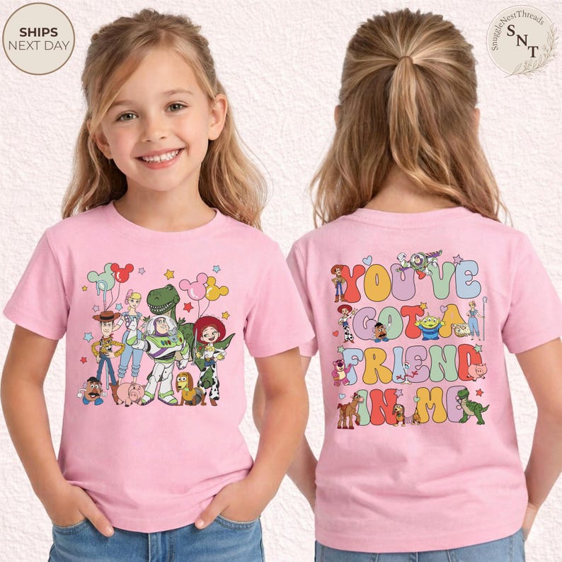 Toy Story You've Got A Friend In Me Tee, Woody Buzz Jessie Character Collage Graphic Shirt, Disney Pixar Friends Tee, Magical Vacation Shirt bild 8