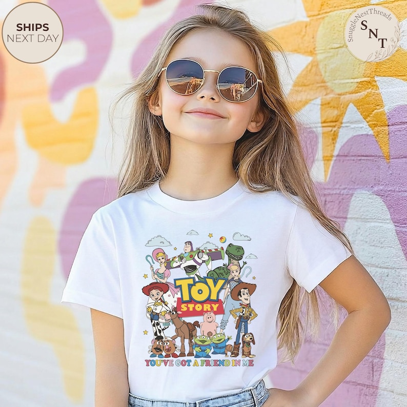 Kids Toy Story Shirt, You've Got a Friend in Me Shirt, Buzz Lightyear Woody Tee, Pixar Disney Apparel, Family Vacation Shirt bild 1