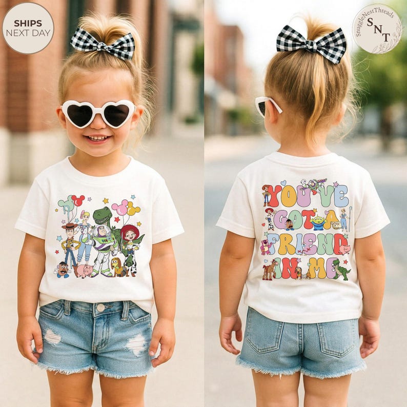 Toy Story You've Got A Friend In Me Tee, Woody Buzz Jessie Character Collage Graphic Shirt, Disney Pixar Friends Tee, Magical Vacation Shirt bild 6