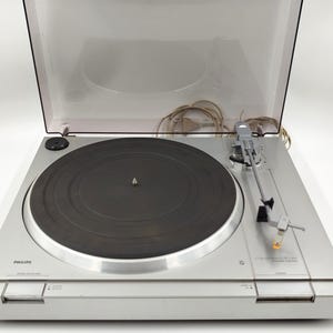 Gramofon Philips F7130 z automatycznym powrotem, dźwięk HiFi, vintage z lat 80.