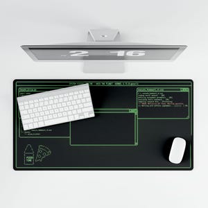 Retro Green Terminal Interface Desk Mat | Programmer Keyboard Mat