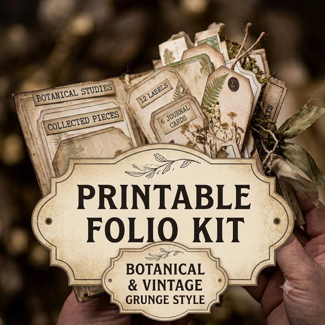 Mini Junk Journal Folio Kit | Printable Vintage Ephemera | Aged Paper ...