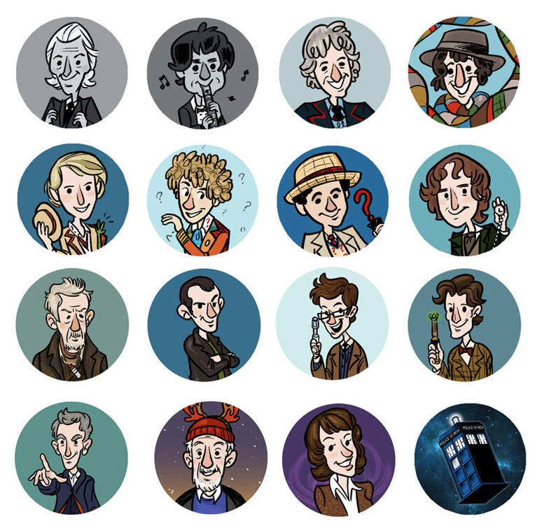 Doctor Who 1 inch Button Including New Who Classic Who Companions TARDIS image 2