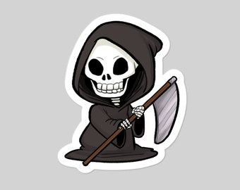 Grim Reaper cute Halloween 3" vinyl sticker