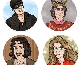 Princess Bride 1 inch button - Fantasy - Buttercup Westley Inigo Prince Humperdinck