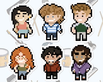 8 Bit Pixel Radio Silence rock band characters 3" vinyl sticker set