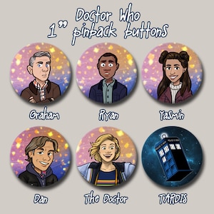 Doctor Who 1 inch Button Including New Who Classic Who Companions TARDIS image 6