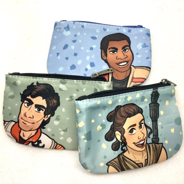 Star Wars The Force Awakens Last Jedi Rey Finn Poe Coin purse wallet